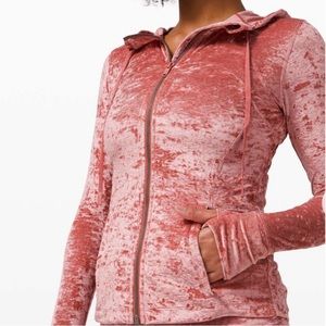 Rare hooded define jacket *crushed velvet* pink! Amazing! NWOT